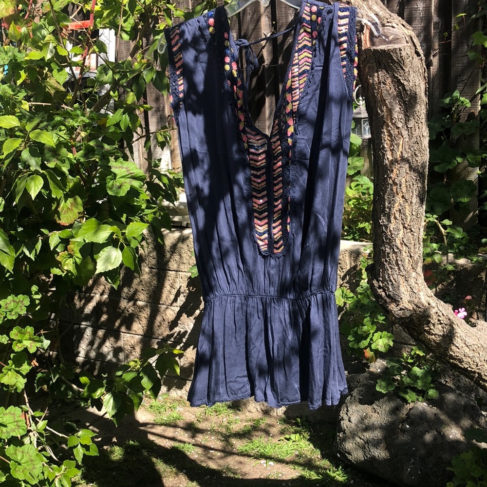 Top blue sequins made in Italy cover up swim os